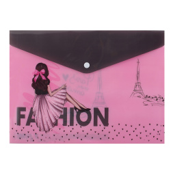 Папка-конверт на кноп А4 (230*320мм) 0,15мм КОКОС Paris Fashion 240728 непрозрачная с рисунком