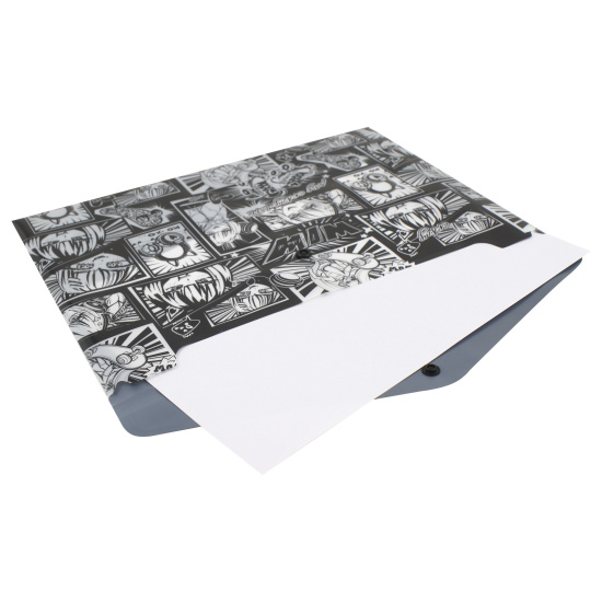 Папка-конверт на кнопке А4, 0,15 мм, цвет черный с рисунком Тайны аниме КОКОС 240732