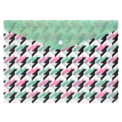 Папка-конверт на кнопке А4, 0,15 мм, цвет с рисунком Гусиные лапки FIORENZO 240739