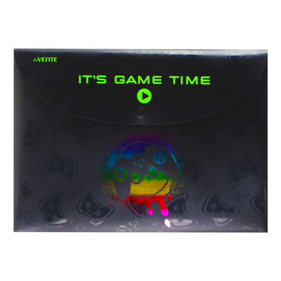Папка-конверт на кнопке А4, 0,30 мм, цвет черный It's Game Time deVENTE 3079261