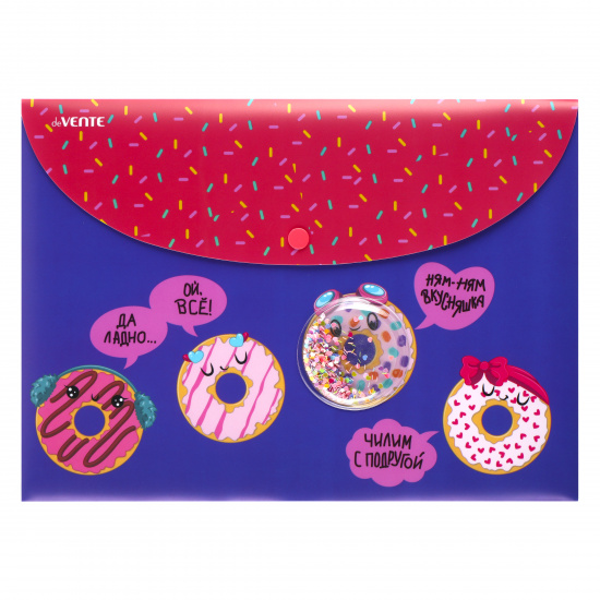 Папка-конверт на кнопке А4, 0,30 мм, цвет фиолетовый Donuts deVENTE 3079263