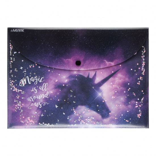 Папка конверт на кнопке Dream Unicorn А4 (230*320мм), пластик, цвет рисунок deVENTE 3071100