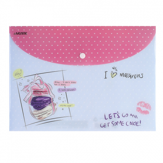 Папка конверт на кнопке Macaroons А4 (235*330мм), пластик, цвет рисунок deVENTE 3071083