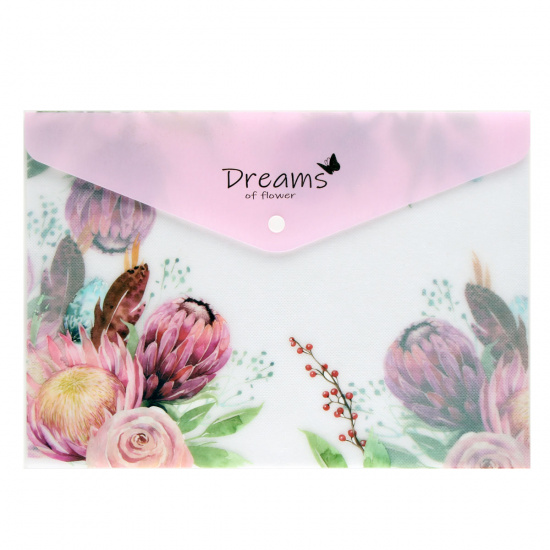 Папка-конверт на кнопке А4, 0,18 мм Spring Flowers КОКОС 209103