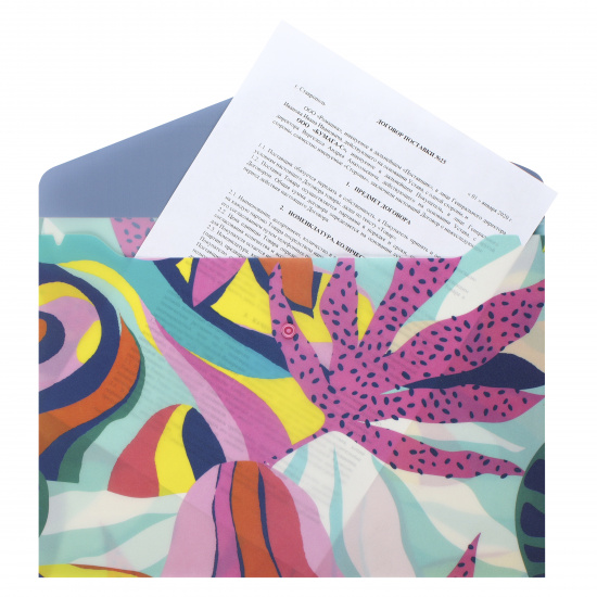 Папка-конверт на кнопке А4, 0,18 мм, цвет рисунок Bright Tropic КОКОС 212259