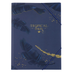 Папка на резинке А4, пластик, 0,40 мм, цвет синий с рисунком Gold Tropic FIORENZO 231783