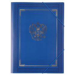 Папка на резинке А4 0,40мм KLERK Символика на синем тисн фольгой 231788 синий с рисунком