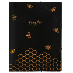 Папка на резинке А4 (240*320мм) 0,4мм КОКОС Busy Bee голография 213733 черная
