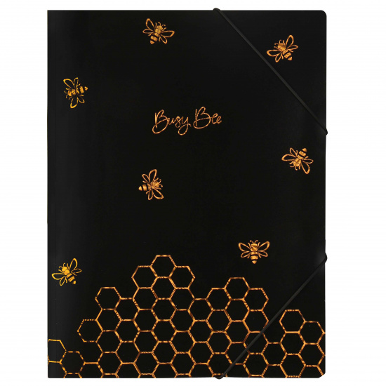Папка на резинке А4 (240*320 мм), пластик, 0,40 мм, цвет черный Busy Bee КОКОС 213733