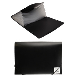 Папка на резинке 13 отделений, А4, пластик, 0,70 мм, 30 мм, цвет черный KLERK 213907