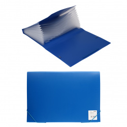 Папка на резинке 13 отделений, А4, пластик, 0,70 мм, 30 мм, цвет синий KLERK 213908
