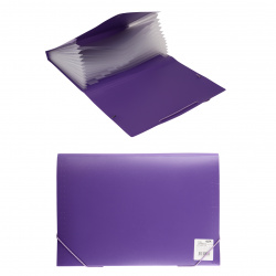 Папка на резинке 13 отделений, А4, пластик, 0,70 мм, 30 мм, цвет фиолетовый KLERK 213909
