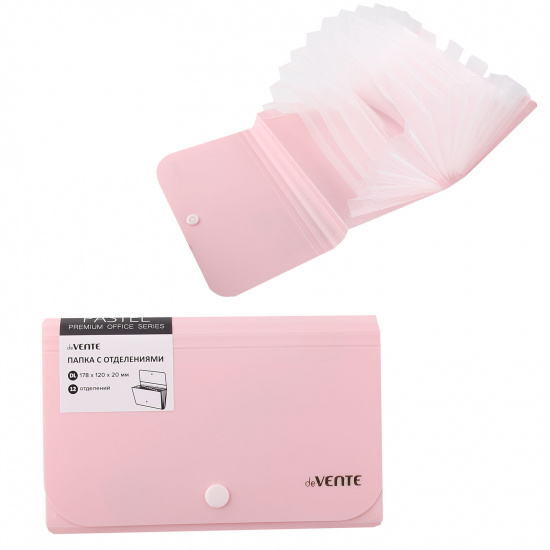 Папка конверт на кнопке Monochrome А6 (120*178мм), пластик, цвет розовый deVENTE 3078008