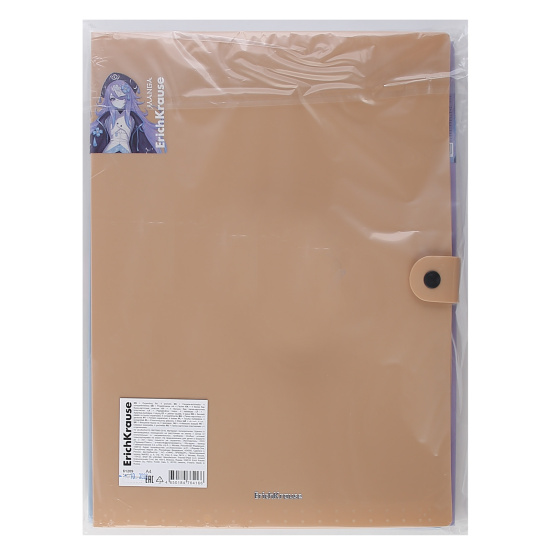 Папка-конверт на кнопке А4, 0,60 мм, 4 отделения, ассорти 4 вида Matt Manga Erich Krause 61209