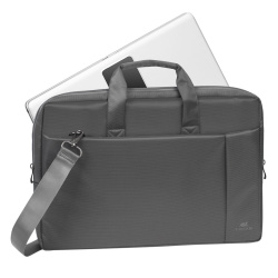 Сумка для ноутбука 17,3" (32*45,5*7 см), плечевой ремень, цвет серый Riva 8251