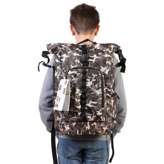 Сумка-рюкзак для ноутбука 15.6" 35*45*12 Hama Roll-Top камуфляж/коричневый нейлон (00101819)
