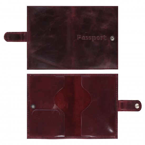 Обложка  для паспорта натуральная кожа, хлястик на кнопке, цвет бордо KLERK Basic 213945
