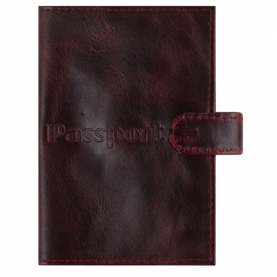 Обложка  для паспорта натуральная кожа, хлястик на кнопке, цвет бордо KLERK Basic 213945