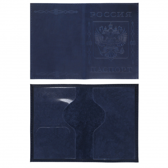 Обложка  для паспорта натуральная кожа, цвет синий KLERK Boss 213951