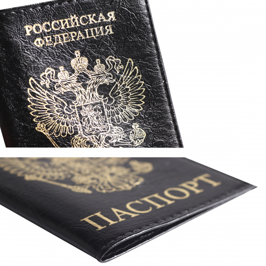 Обложка  для паспорта натуральная кожа, цвет черный KLERK Символика 213961