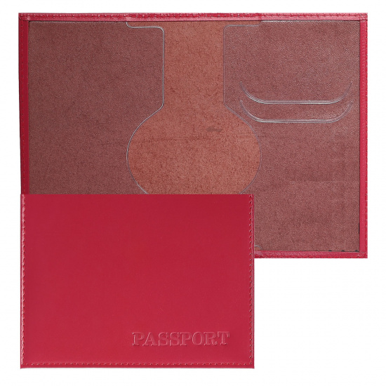 Обложка для паспорта натуральная кожа, цвет алый Имидж Passport Шик Россия-паспорт Герб 1,01гр-PSP ШИК-227