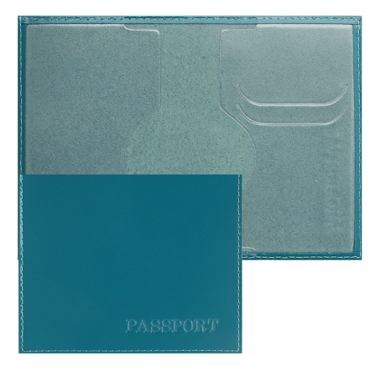 Обложка для паспорта натуральная кожа, цвет бирюзовый Имидж Passport Шик Россия-паспорт Герб 1,01гр-PSP ШИК-231