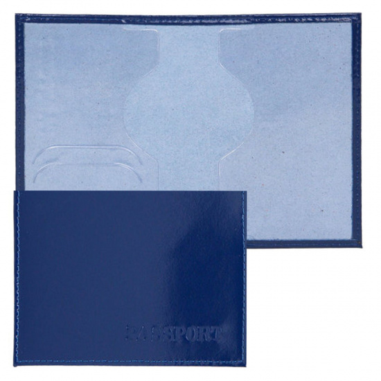Обложка для паспорта натуральная кожа, цвет синий Имидж Passport Шик Россия-паспорт Герб 1,01гр-PSP ШИК-203