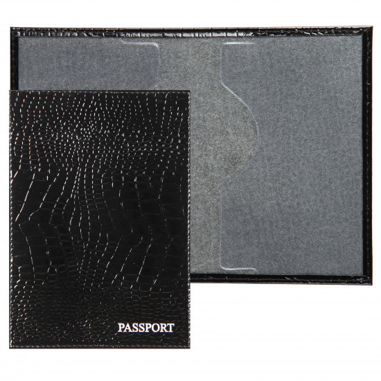 Обложка для паспорта кожа Имидж Passport Крокодил голография отстрочка 1,01гр-КРОКОДИЛ-211 черный