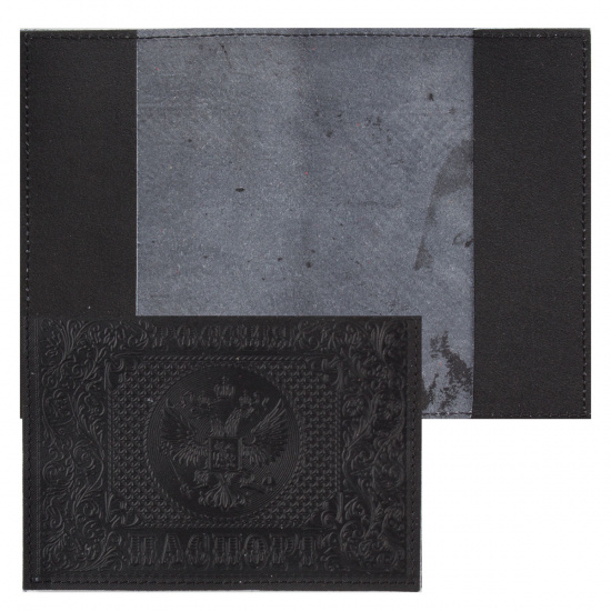 Обложка для паспорта кожа Имидж Герб тиснение 1,12 черная