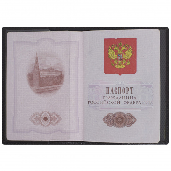 Обложка для паспорта кожа Franchesco Mariscotti тиснение отстрочка 0-265 FM кр черная