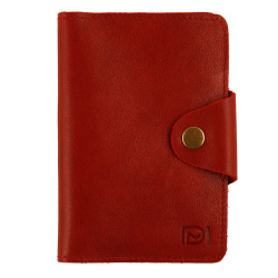 Обложка  для паспорта натуральная кожа, хлястик на кнопке, цвет красный Domenico Morelli Титан DM-PS18-K007-R