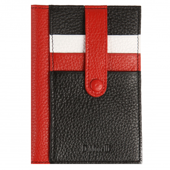 Обложка  для паспорта натуральная кожа, цвет черный/красный Domenico Morelli Sport DM-PS12-F170