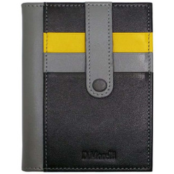 Обложка для паспорта кожа Domenico Morelli Sport с отделом д/карт тиснение отстрочка DM-PS12-K134 серо-желтая