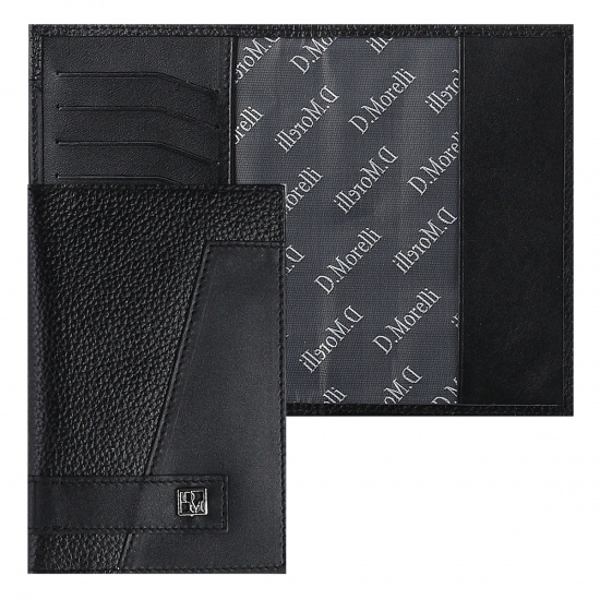 Обложка  для паспорта натуральная кожа, цвет черный Domenico Morelli Бруклин DM-PS02-FK01