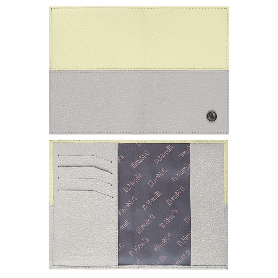 Обложка  для паспорта натуральная кожа, цвет серый/лимон Domenico Morelli DM-PS02-F321