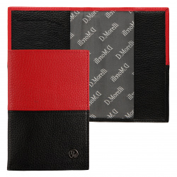 Обложка для паспорта натуральная кожа, цвет черный/красный Domenico Morelli Duo DM-PS02-F117