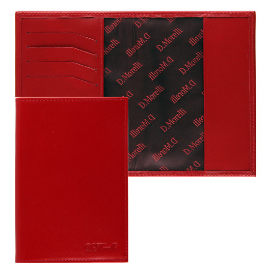 Обложка  для паспорта натуральная кожа, цвет красный Domenico Morelli Red-2 DM-PS02-K07-F