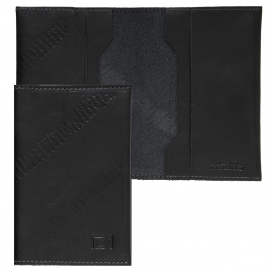 Обложка для паспорта кожа Domenico Morelli Фердинанд с отделом д/карт тиснение DM-PS07-K011-T черная