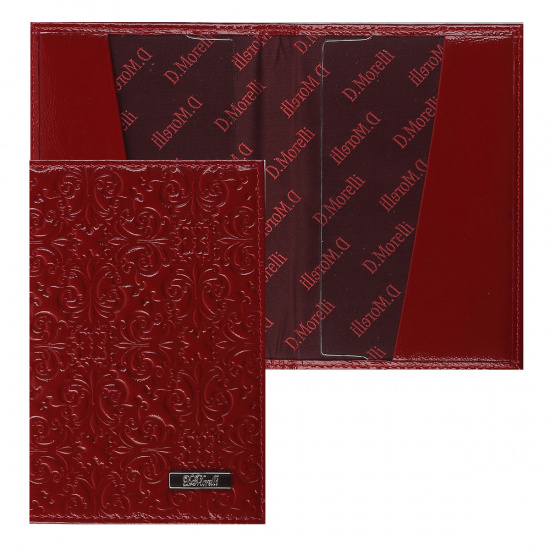 Обложка для паспорта натуральная кожа, цвет красный Domenico Morelli Барокко DM-PS04-NK07