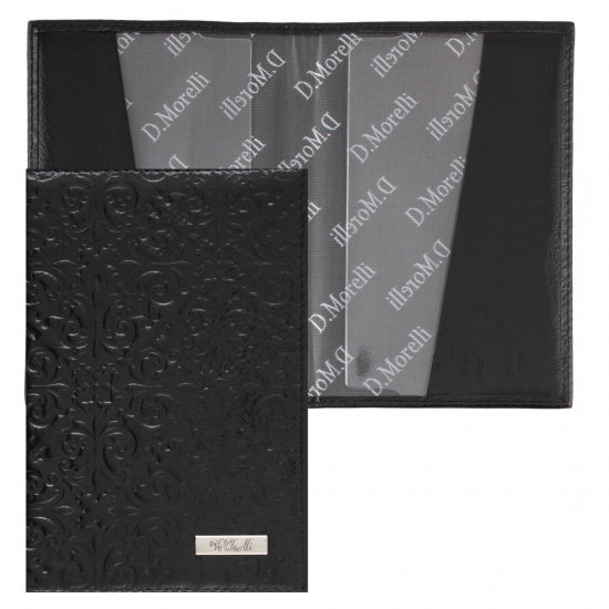 Обложка для паспорта кожа Domenico Morelli Барокко лак тиснение DM-PS04-NK01 черная