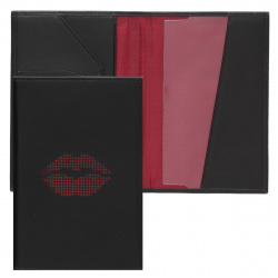 Обложка д/паспорта кожа Lips 10*14 с отд д/карт тисн BR-OD01-K01-L07 черн