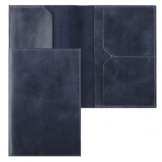 Обложка для паспорта натуральная кожа, цвет синий Grand 02-004-0563