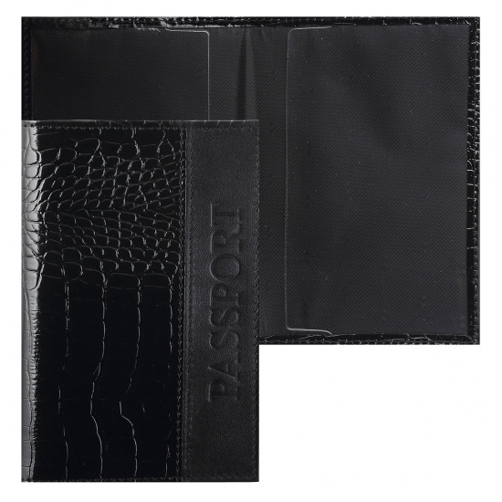 Обложка для паспорта натуральная кожа, цвет черный Faetano Геккон FT-PS11-KR01