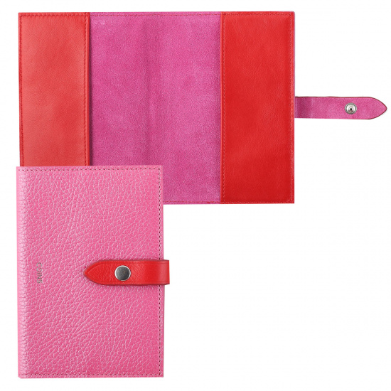 Обложка для паспорта натуральная кожа, хлястик на кнопке, цвет розовый Coins POLETTA OP01-FK2102
