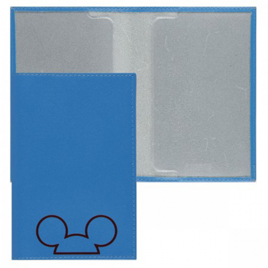 Обложка для паспорта натуральная кожа, цвет голубой Fabula Fabula Микки O.30.AL
