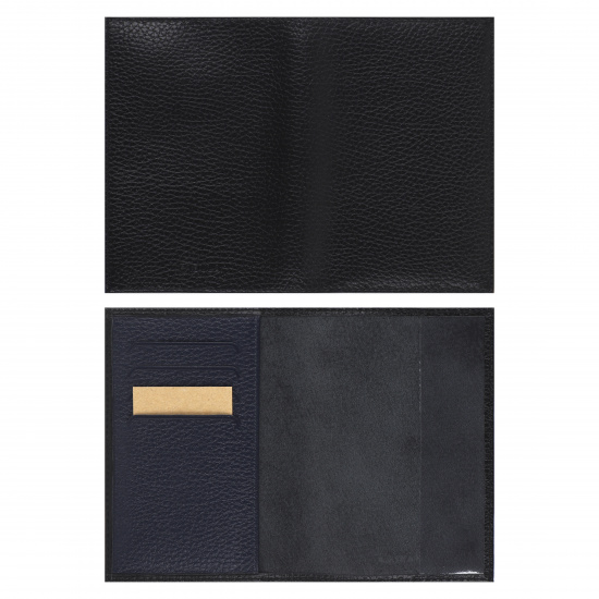 Обложка  для паспорта натуральная кожа, цвет черный/синий Fabula O.23.KN