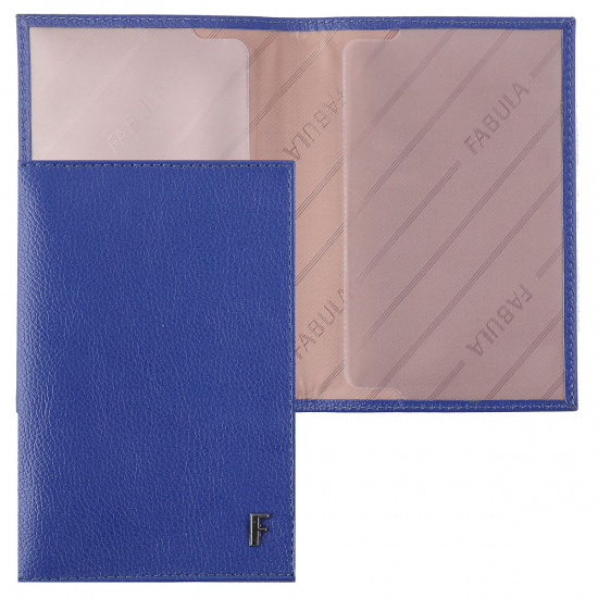 Обложка для паспорта натуральная кожа, цвет синий Fabula O.96.CH.