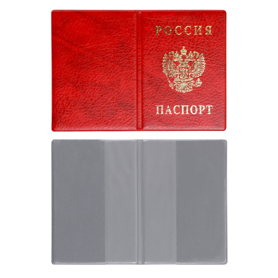 Обложка  для паспорта ПВХ, цвет красный ДПС 2203.В-102