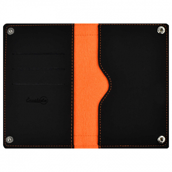 Обложка  для паспорта фетр, на кнопках, цвет черный/оранжевый Феникс 45297