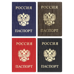 Обложка для паспорта ПВХ Имидж Дождь Россия-Паспорт-Герб тиснение 1,7-066 ассорти